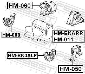 FEBEST Motorophæng hm008 foran til højre for HONDA