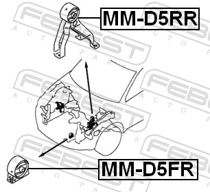 FEBEST Motorophængd5rr bag for MITSUBISHI CITROËN/PEUGEOT