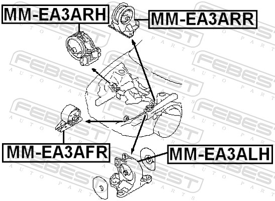 FEBEST Motorophængea3arr bag for MITSUBISHI
