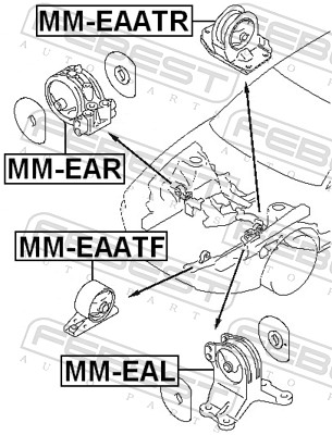 FEBEST Motorophængeaatr bag for MITSUBISHI