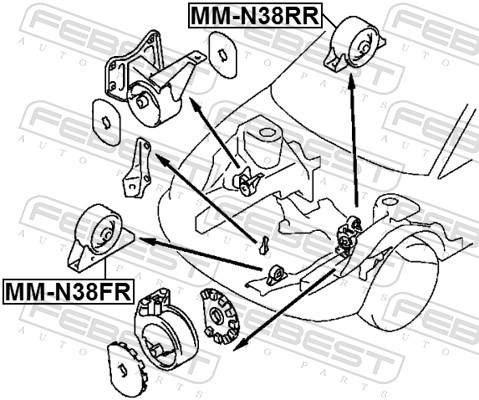 FEBEST Motorophængn38rr bag for MITSUBISHI