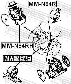 FEBEST Motorophængn84rh foran til højre for MITSUBISHI