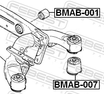 FEBEST Ophæng, aksel bmab001 Bagaksel midt for BMW