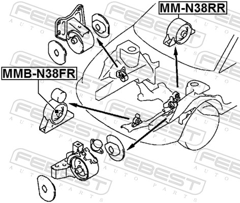 FEBEST Motorophængbn38fr foran for VOLVO MITSUBISHI