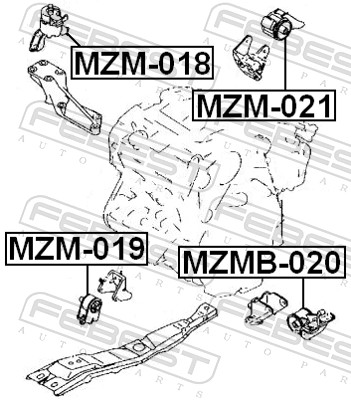 FEBEST Motorophæng mzm018 foran til højre for MAZDA