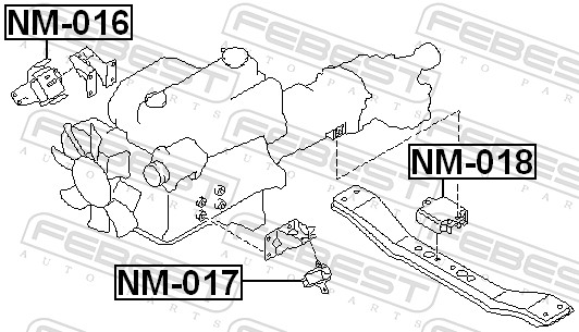 FEBEST Motorophæng nm018 bag for NISSAN