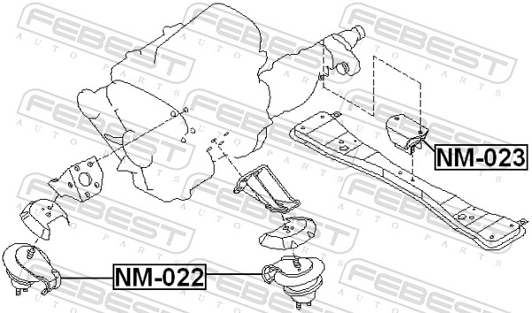 FEBEST Motorophæng nm022 foran for NISSAN