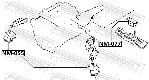 FEBEST Motorophæng nm055 foran til venstre for NISSAN