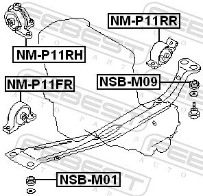 FEBEST Ophæng, aksel NSB-M01 foraksel nede for NISSAN
