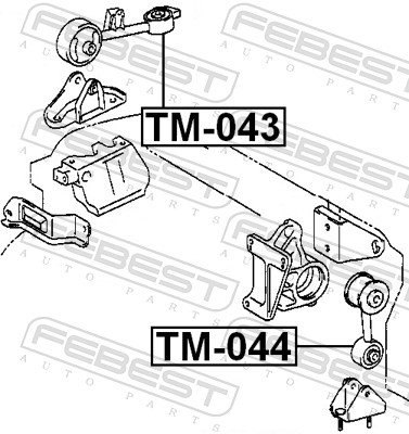FEBEST Motorophæng tm043 bagved til højre for TOYOTA