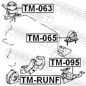 FEBEST Motorophæng tm063 foran til højre for TOYOTA
