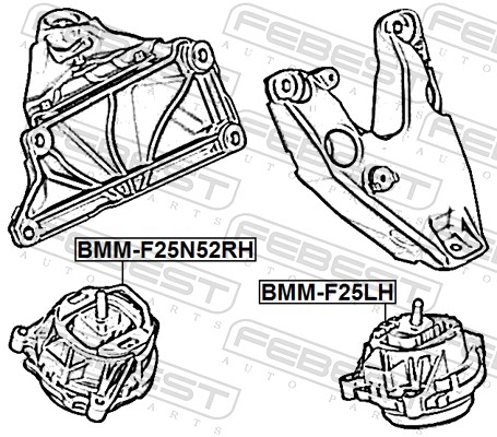 FEBEST Motorophæng bmmf25n52rh højre for BMW