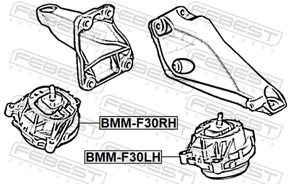 FEBEST Motorophæng BMM-F30RH bagved til højre for BMW