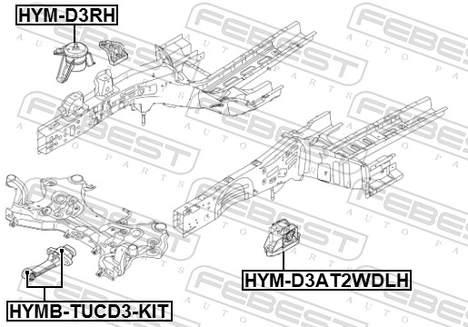 FEBEST Motorophæng hymd3at2wdlh venstre for HYUNDAI
