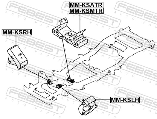 FEBEST Motorophængksatr bag for MITSUBISHI