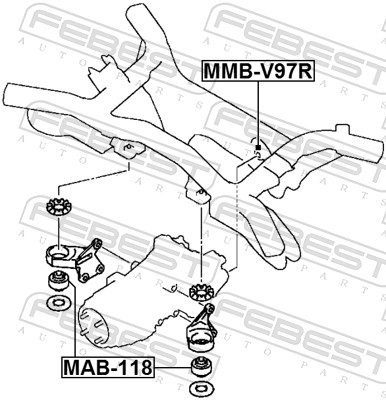 FEBEST Ophæng, differential mab118 foran for CITROËN/PEUGEOT CHRYSLER MITSUBISHI