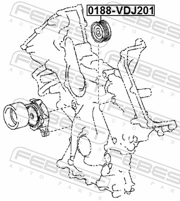 FEBEST Medløberhjul, multi-V-rem 0188vdj201 for TOYOTA