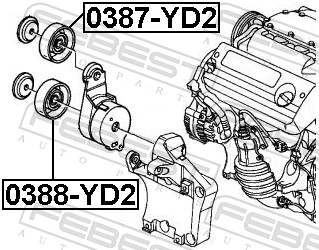 FEBEST Strammehjul, kilerem 0387yd2 for GENERAL MOTORS CHRYSLER FORD HONDA ALFAROME/FIAT/LANCI LAND ROVER