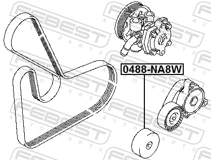 FEBEST Medløberhjul, multi-V-rem 0488na8w for CHRYSLER MITSUBISHI VAG