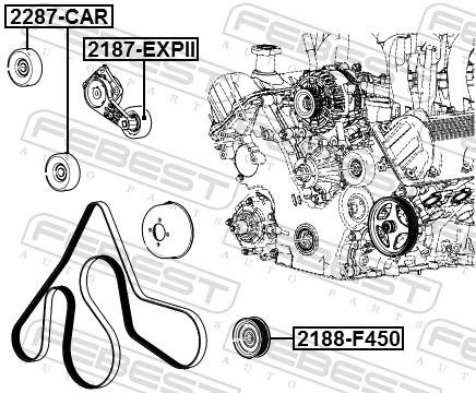 FEBEST Medløberhjul, multi-V-rem 2188f450 for FORD
