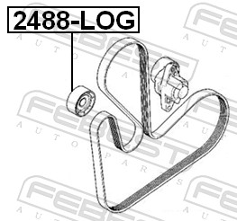 FEBEST Medløberhjul, multi-V-rem 2488log for OPEL VOLVO CHRYSLER MITSUBISHI NISSAN RENAULT GAC