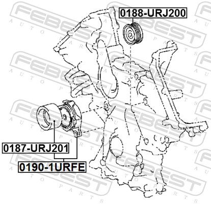 FEBEST Remstrammer, kilerem 0190-1URFE for TOYOTA