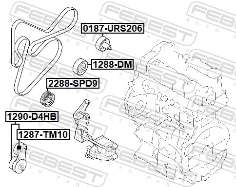 FEBEST Remstrammer, kilerem 1290-D4HB for HYUNDAI