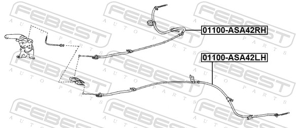 FEBEST Håndbremsekabel 01100asa42lh bagved til venstre for TOYOTA