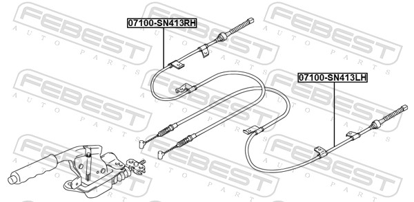 FEBEST Håndbremsekabel 07100sn413rh bagved til højre for SUZUKI