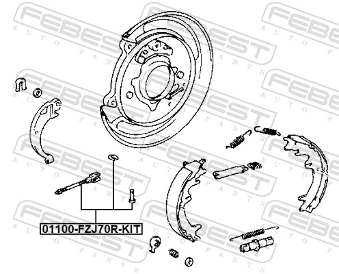 FEBEST Håndbremsekabel 01100fzj70rkit bagaksel for TOYOTA