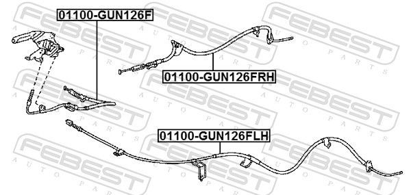 FEBEST Håndbremsekabel 01100gun126lh bagved til venstre for TOYOTA