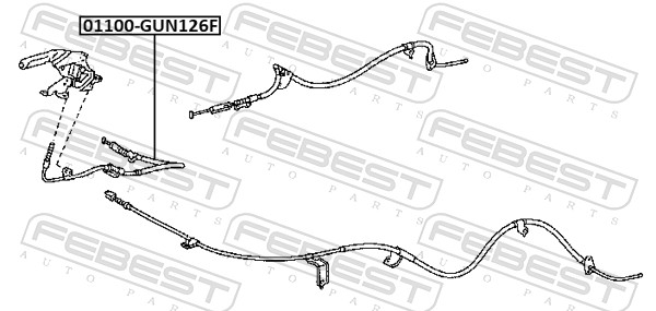 FEBEST Håndbremsekabel 01100gun126f foran for TOYOTA