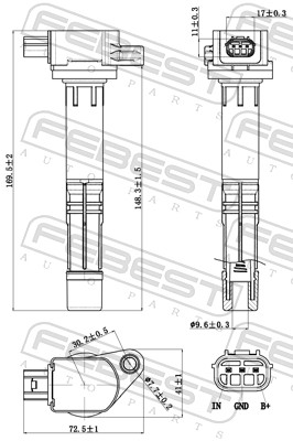 FEBEST Tændspole 03640006 for HONDA