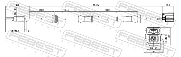 FEBEST ABS Sensor 02606014 foraksel for NISSAN