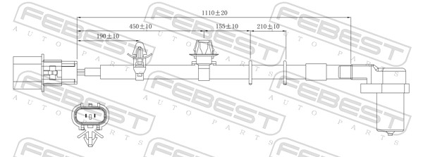FEBEST ABS Sensor 04606002 højre foraksel for MITSUBISHI