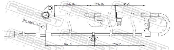 FEBEST ABS Sensor 04606011 Bagaksel venstre for MITSUBISHI