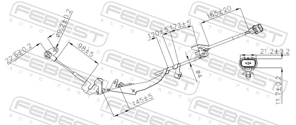 FEBEST ABS Sensor 04606014 højre foraksel for MITSUBISHI