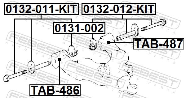 FEBEST Styrtkorrektionsskruesæt 0132-011-KIT foran akslen for TOYOTA
