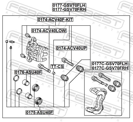 FEBEST Bremsekaliper 0177gsv70frh højre foraksel for TOYOTA