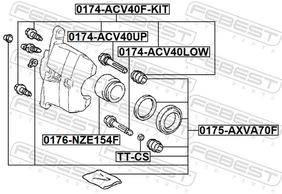 FEBEST Rep.sæt, bremsekaliper 0175-AXVA70F foraksel for TOYOTA