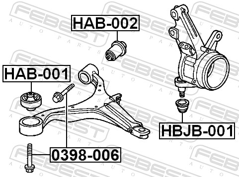FEBEST Monteringsbolt, bærearm 0398006 for HONDA CHERY