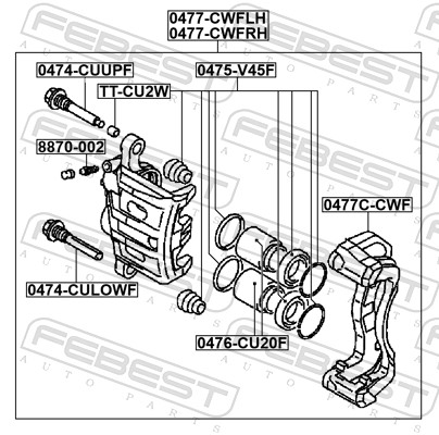FEBEST Bremsekaliper 0477-CWFRH højre foraksel for CITROËN/PEUGEOT MITSUBISHI