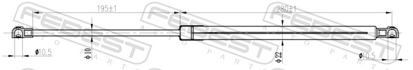 FEBEST Gasfjeder, motorhjelm 05117004 for MAZDA