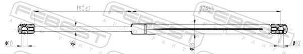 FEBEST Gasfjeder, motorhjelm 04117001 for MITSUBISHI