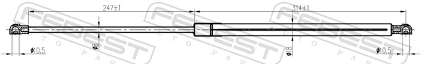 FEBEST Gasfjeder, motorhjelm 24117004 for RENAULT