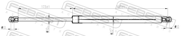 FEBEST Gasfjeder, motorhjelm 05117003 for MAZDA
