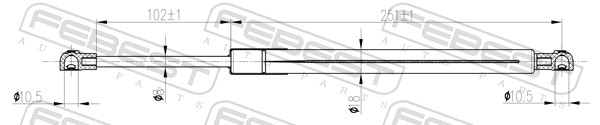 FEBEST Gasfjeder, motorhjelm 02117012 for NISSAN