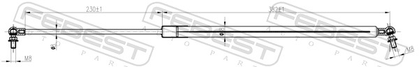 FEBEST Gasfjeder, motorhjelm 01117005 for TOYOTA