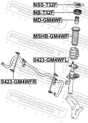 FEBEST Stang/led, stabilisator 0423gm4wfr højre foraksel for MITSUBISHI NISSAN