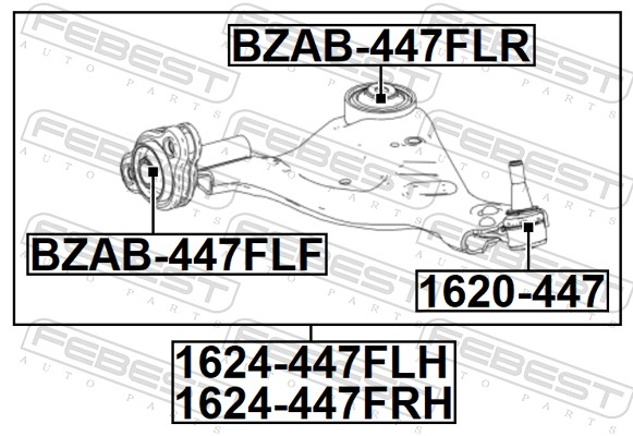 FEBEST Ophæng, bærearm BZAB-447FLR foraksel for MERCEDES-BENZ
